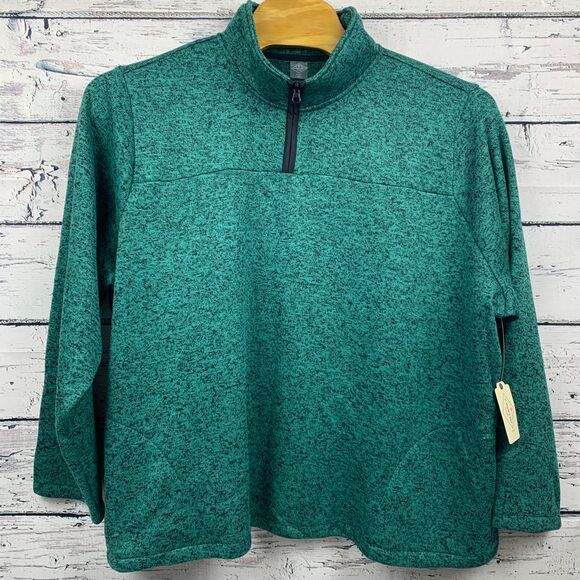St John's Bay Sweaters - St John's Bay Quarter‎ Zip Pullover Sweater Cadium Green Black [Size4X] NWT
